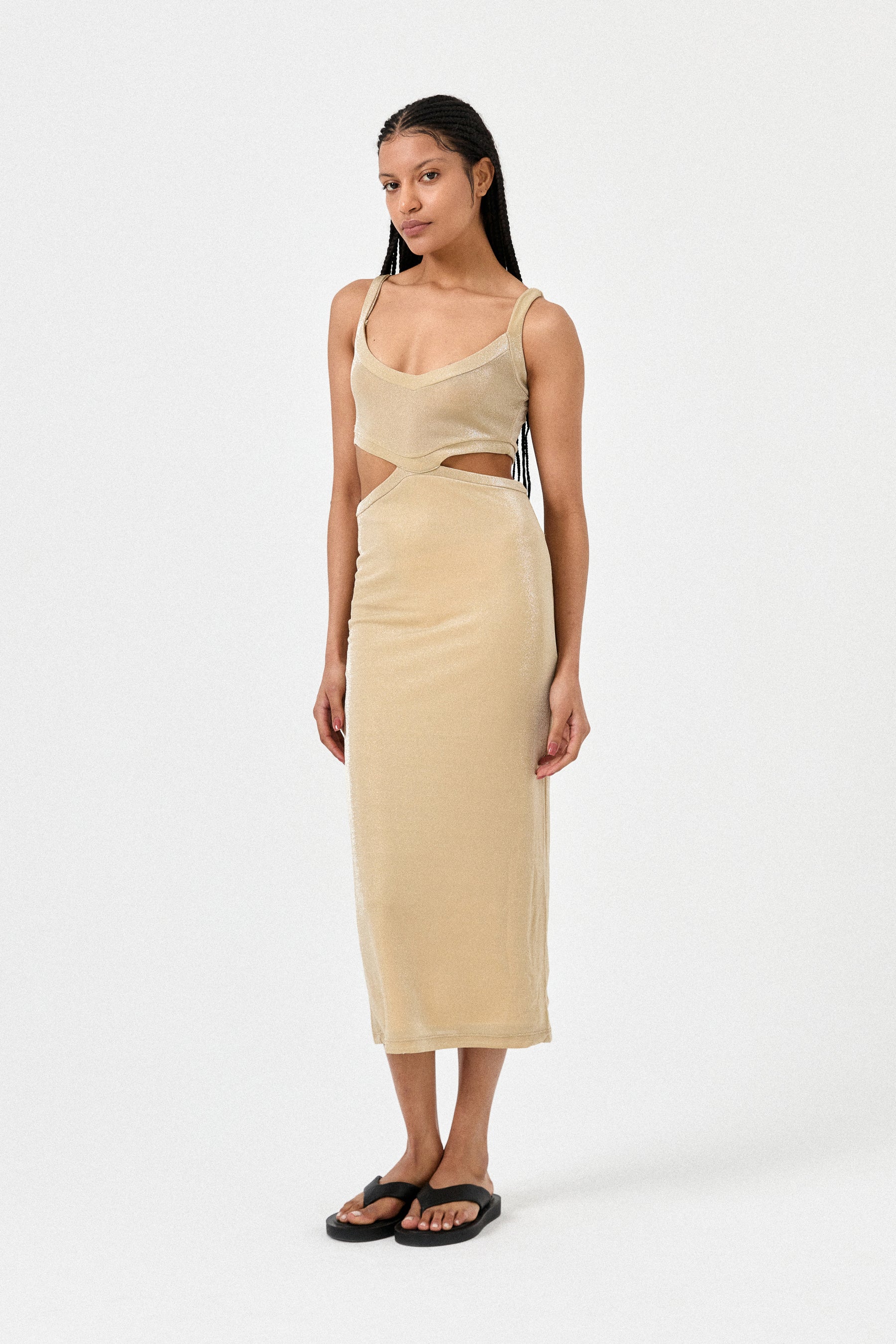 champagne cut out dress Champagne Cutout Dress