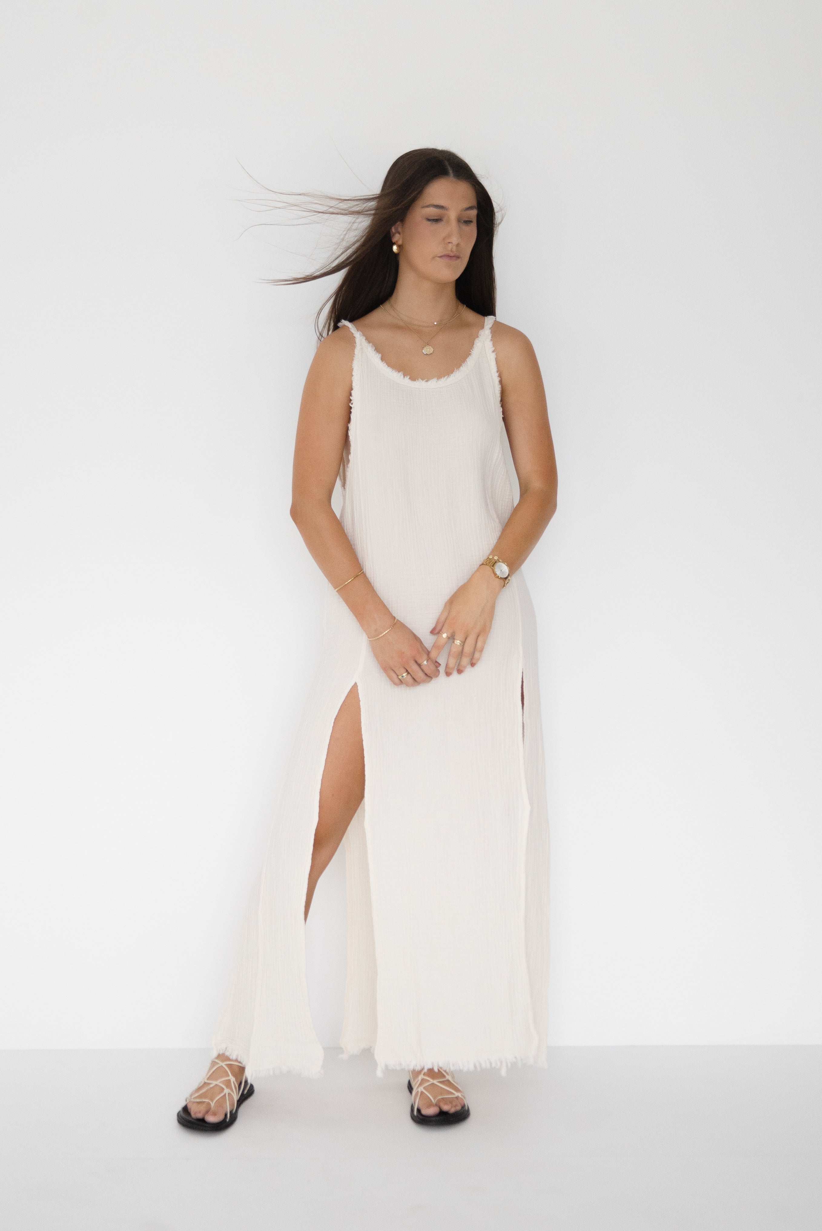 Crinkle Slit Dress – Slo Collective